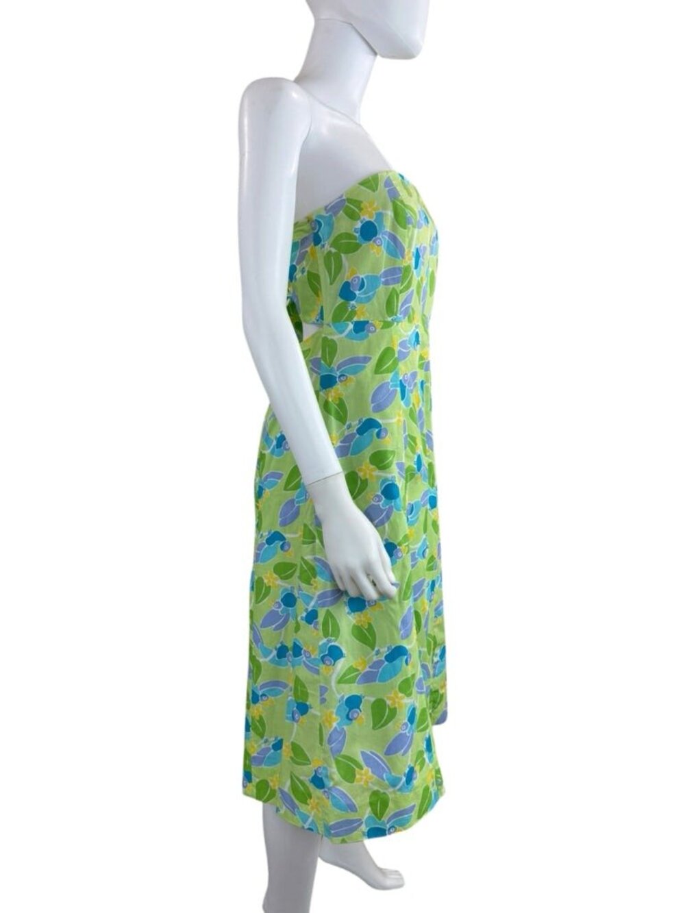 Lilly Pulitzer Vintage Green Toucan Bird Strapless Dress Size 10 L0968 - Picture 4 of 8